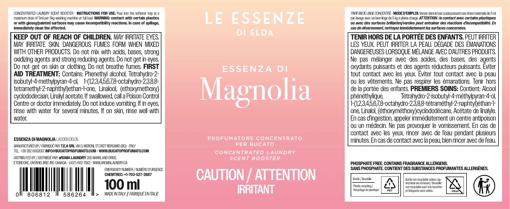 Magnolia label is describing ingredients on our scent boosters.